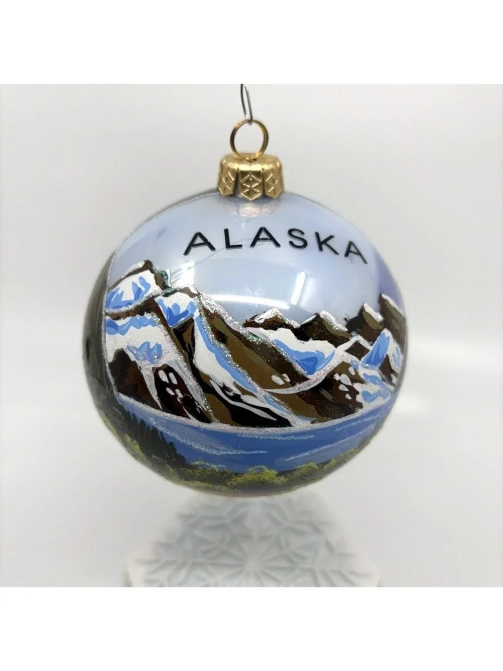 Komozja Joy to the World Alaska Polish Glass Hand Painted Christmas Ornament